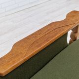 1970s, Danish design, lounge chair in green furniture wool, oak wood