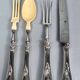 10 silver serving cutlery, Minerva hallmark + rosewood case, 19th century. C730