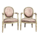 Pair of louis xvi style cream lacquered wood medallion back armchairs