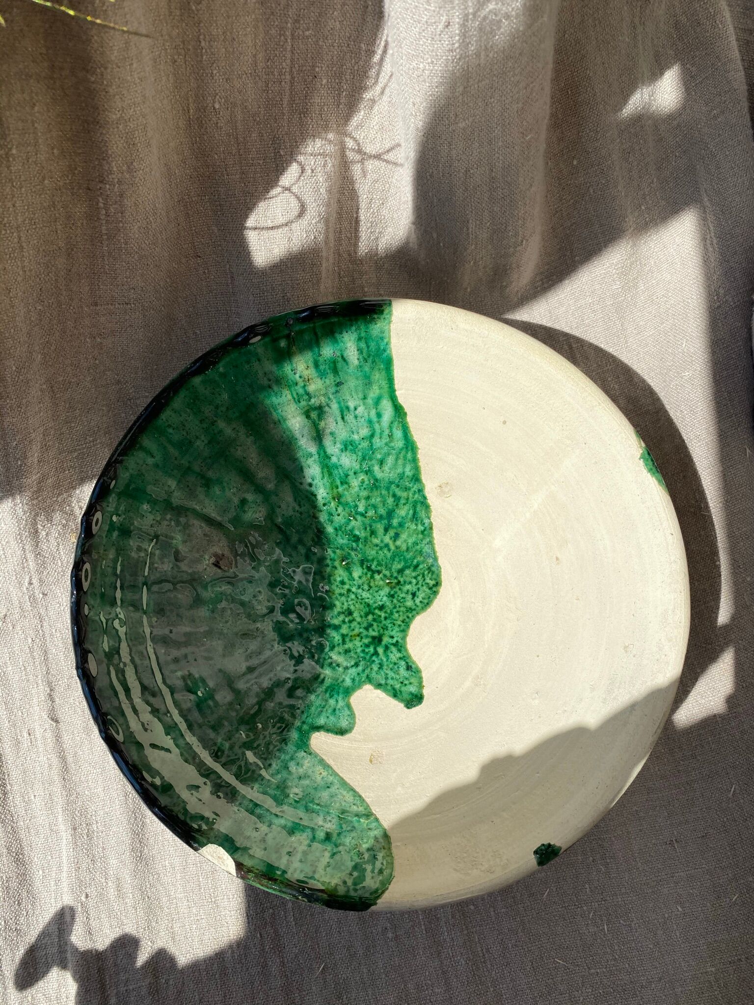 Emerald green tamegroute ceramic bowl