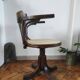 Vintage swivel office chair with curved wood and caning (Thonet style)
