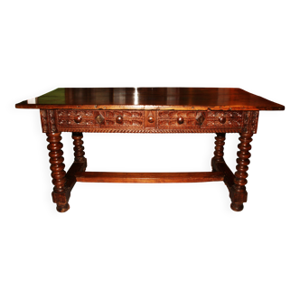 SAVOYARD CHALET TABLE, carved, with two drawers, late 18th century