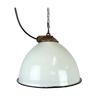 Industrial White Grey Enamel Factory Lamp with Cast Iron Top, 1960s
