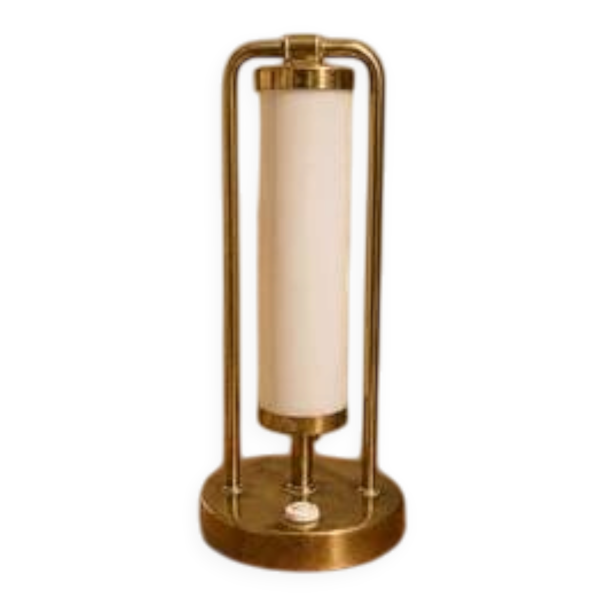 Bauhaus table lamp brass & opaline glass 1930s Czech Republic