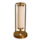 Lampe de table Bauhaus en laiton et verre opalin des années 1930 République tchèque