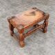 2 x Spanish footstool / wood leather / medieval-style / 1920s
