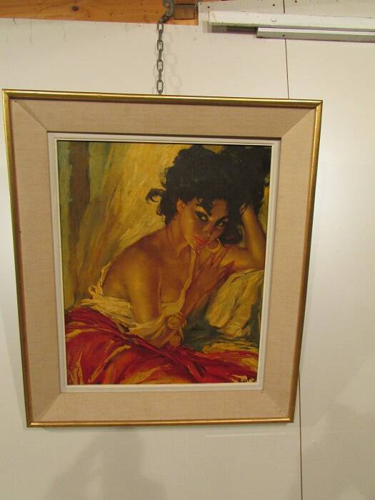 Painting, oil painting signed roka, the gypsy