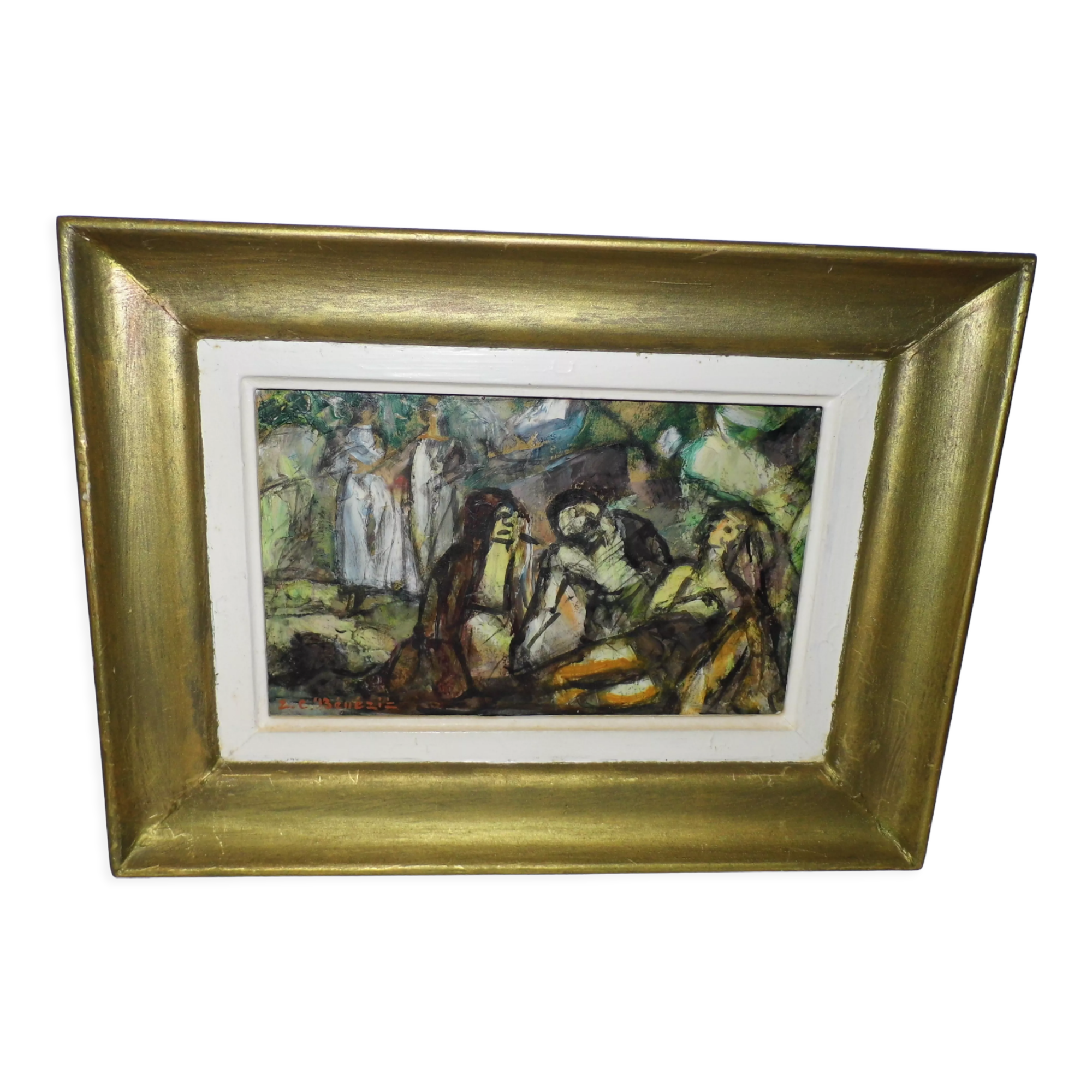 Tableau d'art huile sur panneau signe  E.Charles benezit Saint Sebastien 1925