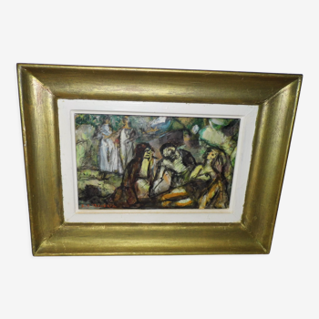 Oil painting on panel sign E.Charles benezit Saint Sebastian 1925