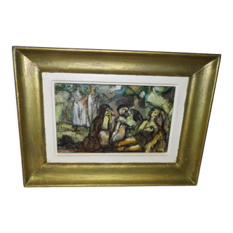 Oil painting on panel sign E.Charles benezit Saint Sebastian 1925