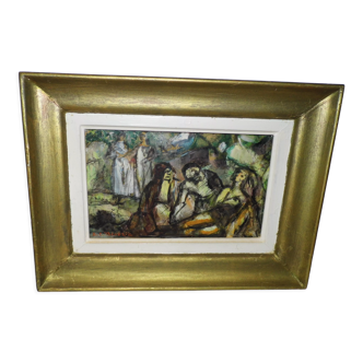 Tableau d'art huile sur panneau signe  E.Charles benezit Saint Sebastien 1925