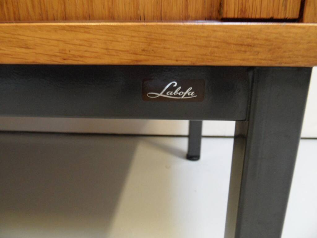 Vintage oak filing cabinet with roller shutter