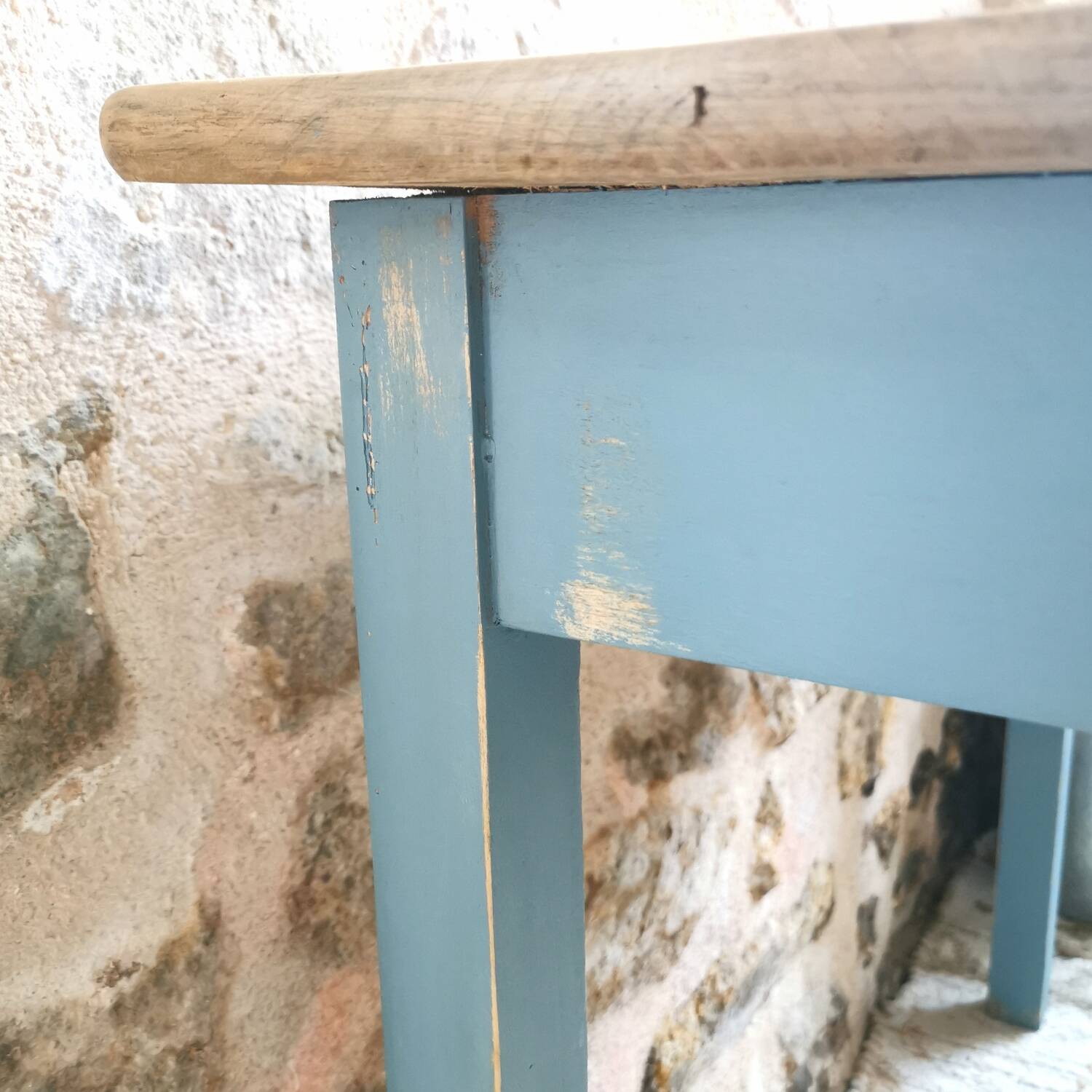 Blue patinated desk and chair