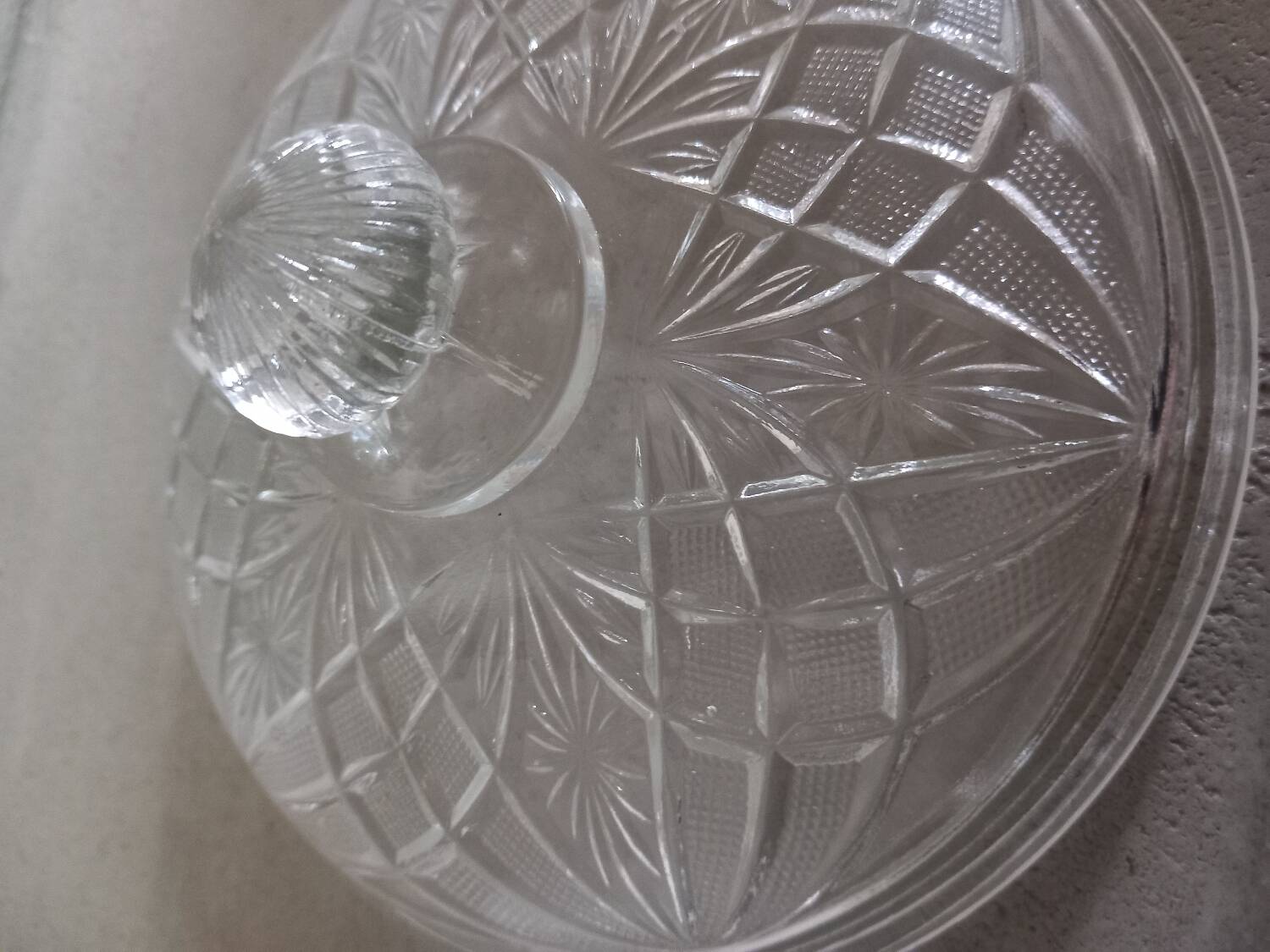 Old sugar bowl/bonbonniere in chiseled glass