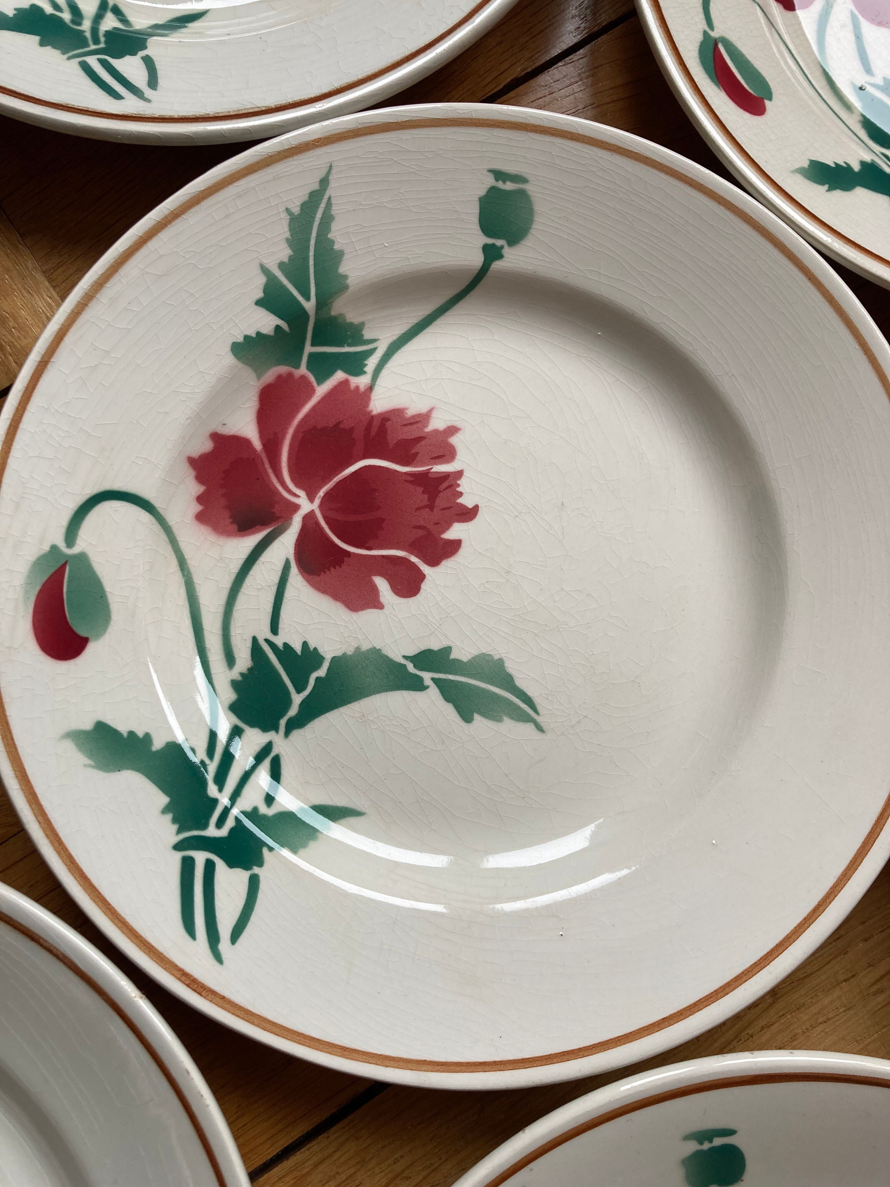Luxury dessert plates poppies Luxeuil hbcm
