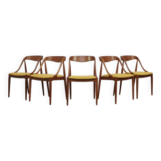 Ensemble de 5 chaises de salle à manger Johannes Andersen avec tissu neuf