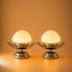 Pair of Space Age lamps in chrome and opaline glass, 1970s