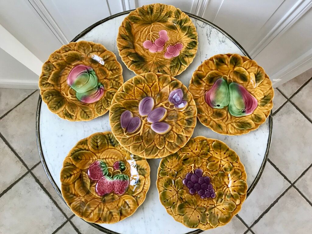 Set of 6 dessert plates in Sarreguemines slurry 60s