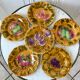 Set of 6 dessert plates in Sarreguemines slurry 60s