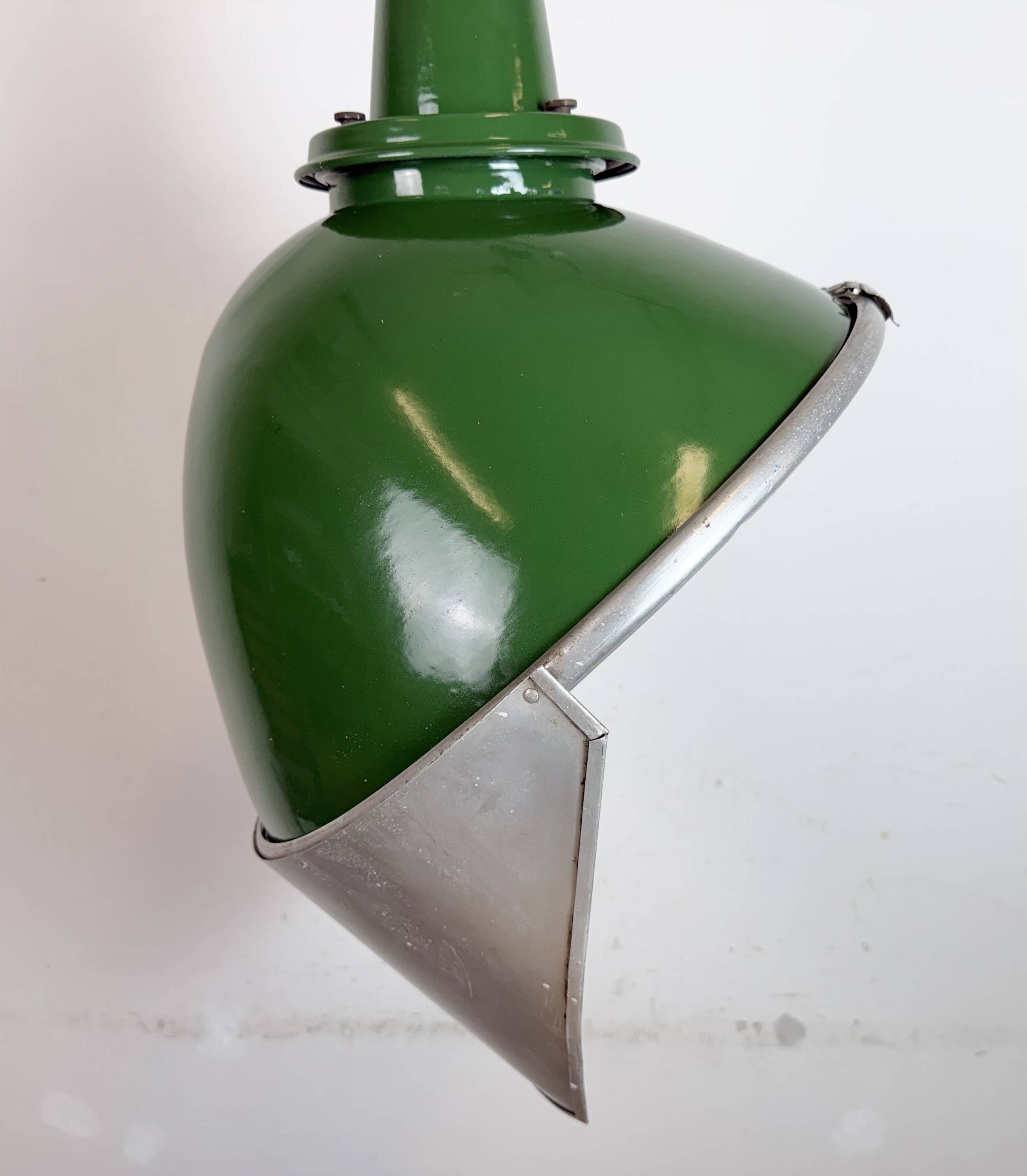 Large Industrial Green Enamel Factory Pendant Lamp from Benjamin, 1960s