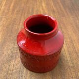 Italian red ceramic vase from the mid-century by Aldo Londi for Bitossi, 1960s.