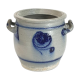 Salt glazed stoneware pot, cobalt oxide decoration