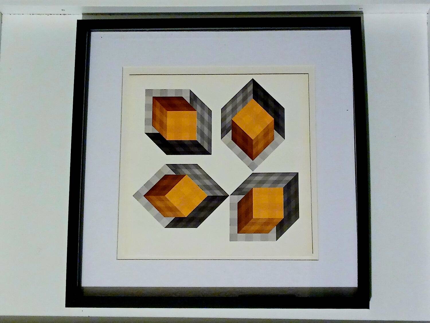 Tableau Vintage Art Optique - Victor Vasarely - Frame 40x40cm