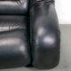 Black leather space age Italian 2 seater sofa