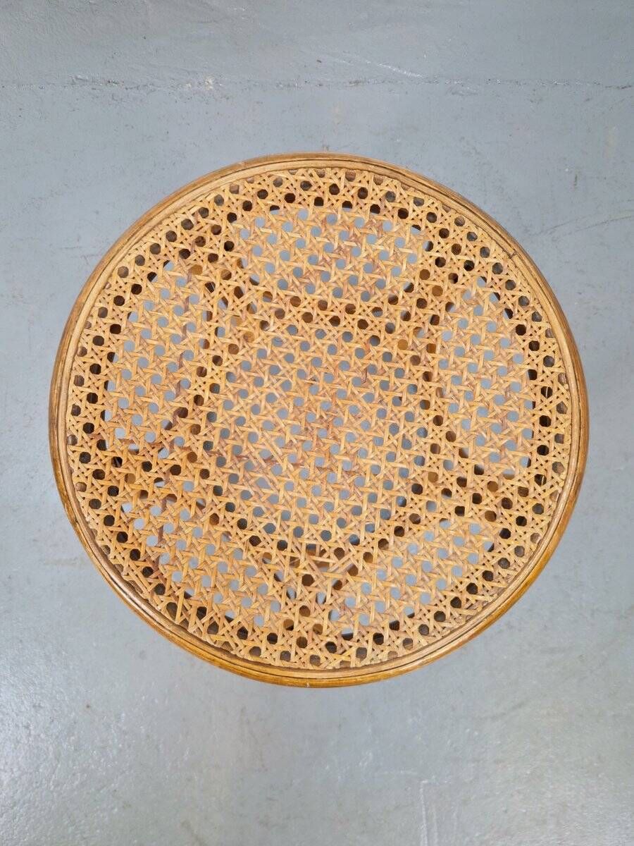 Round Bentwood and Rattan Webbing Stool, 1970s
