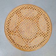 Tabouret rond en bois cintré et en osier, années 1970