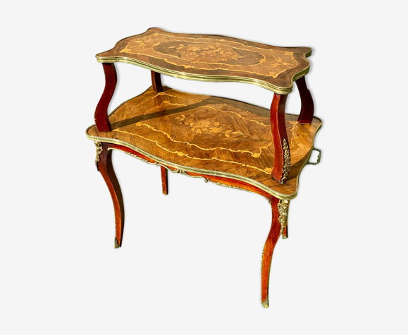 Table à thé en marqueterie Style Louis XV