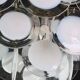 Large 36 Murano Glass White Disc Chandelier by Vistosi, 1970s