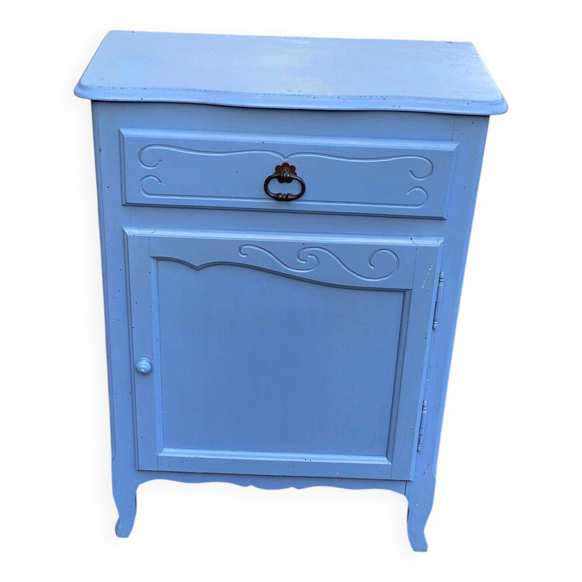 Vintage Louis XV style commode in grey-blue wood.