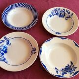 Set of 4 old and mismatched french-made hollow plates