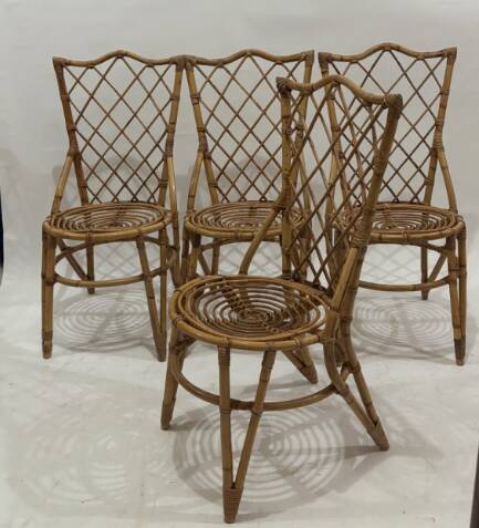 Set of 4 rattan chairs from the 60s