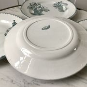 set of 4 flat plates Terre de Fer Saint-Amand model "Cartels" XIXth