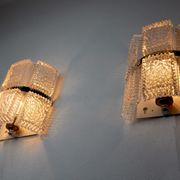Pair of wall lamps by Kaiser Leuchten, frosted glass, Germany, 1960
