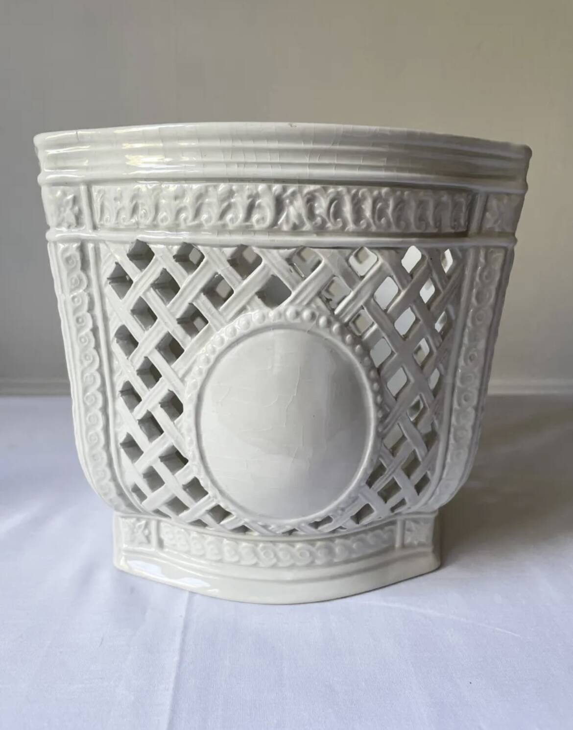 Openwork planter in Italian earthenware