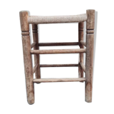 Vintage handmade wooden stool and rope