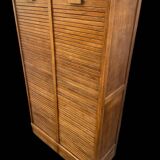Oak double curtain file cabinet from the 1940s