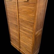 Oak double curtain file cabinet from the 1940s