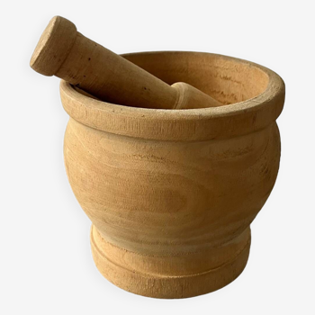 Wooden mortar and pestle