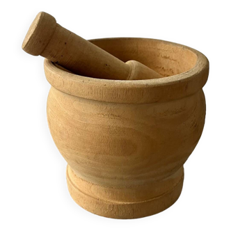 Wooden mortar and pestle