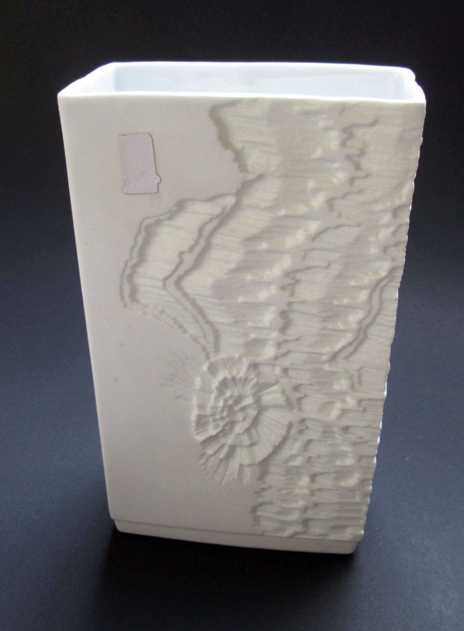 Kaiser bisquit porcelain fossil vase, Modernist 1970s West Germany.