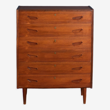 Retro teak 1960s danish mid century chest of drawers made in denmark