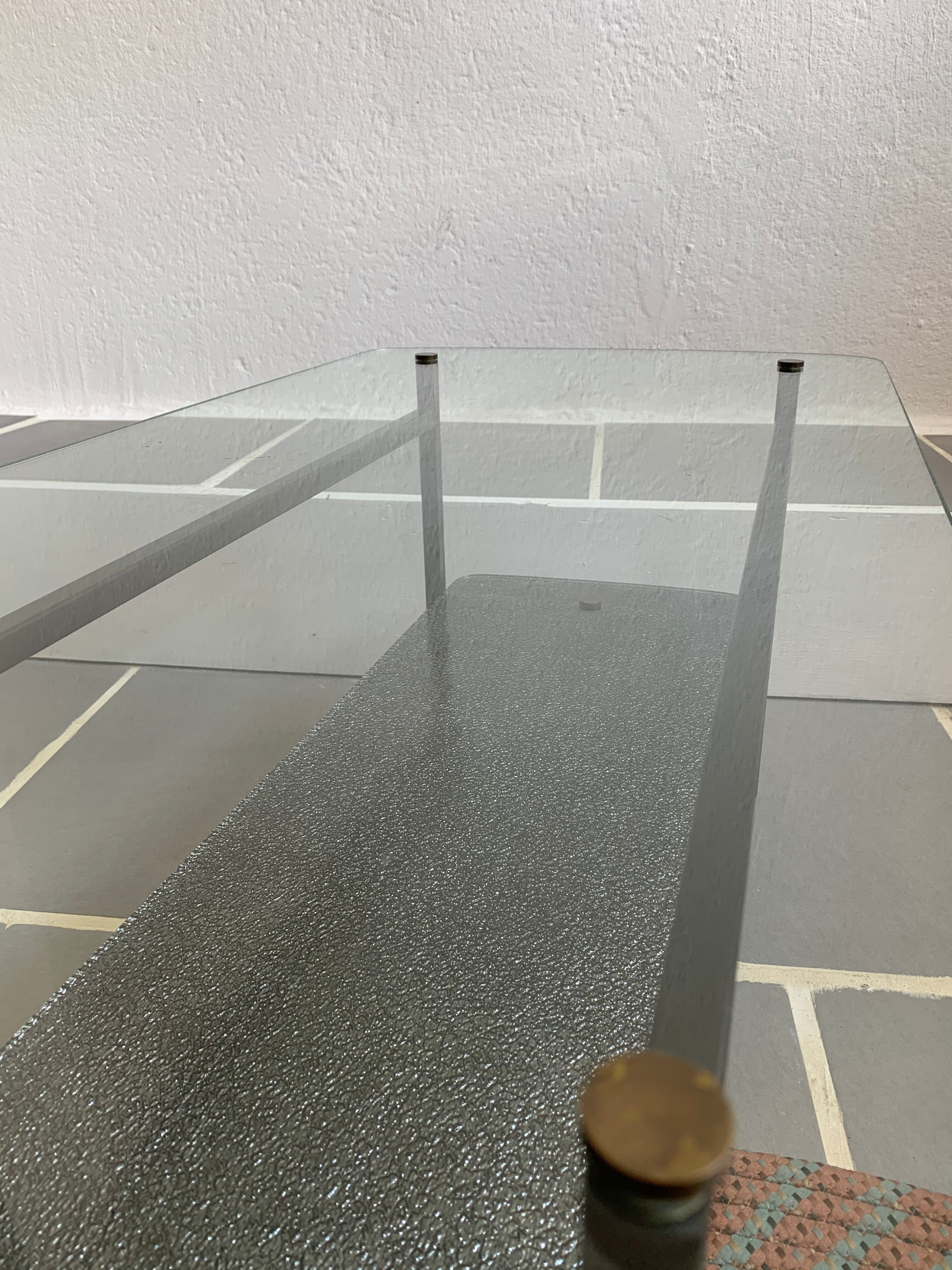 Vintage glass and steel coffee table Years 50