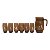 Lot de 6 Verres à orangeade et Pichet fumés avec décor épi de blé Arcoroc