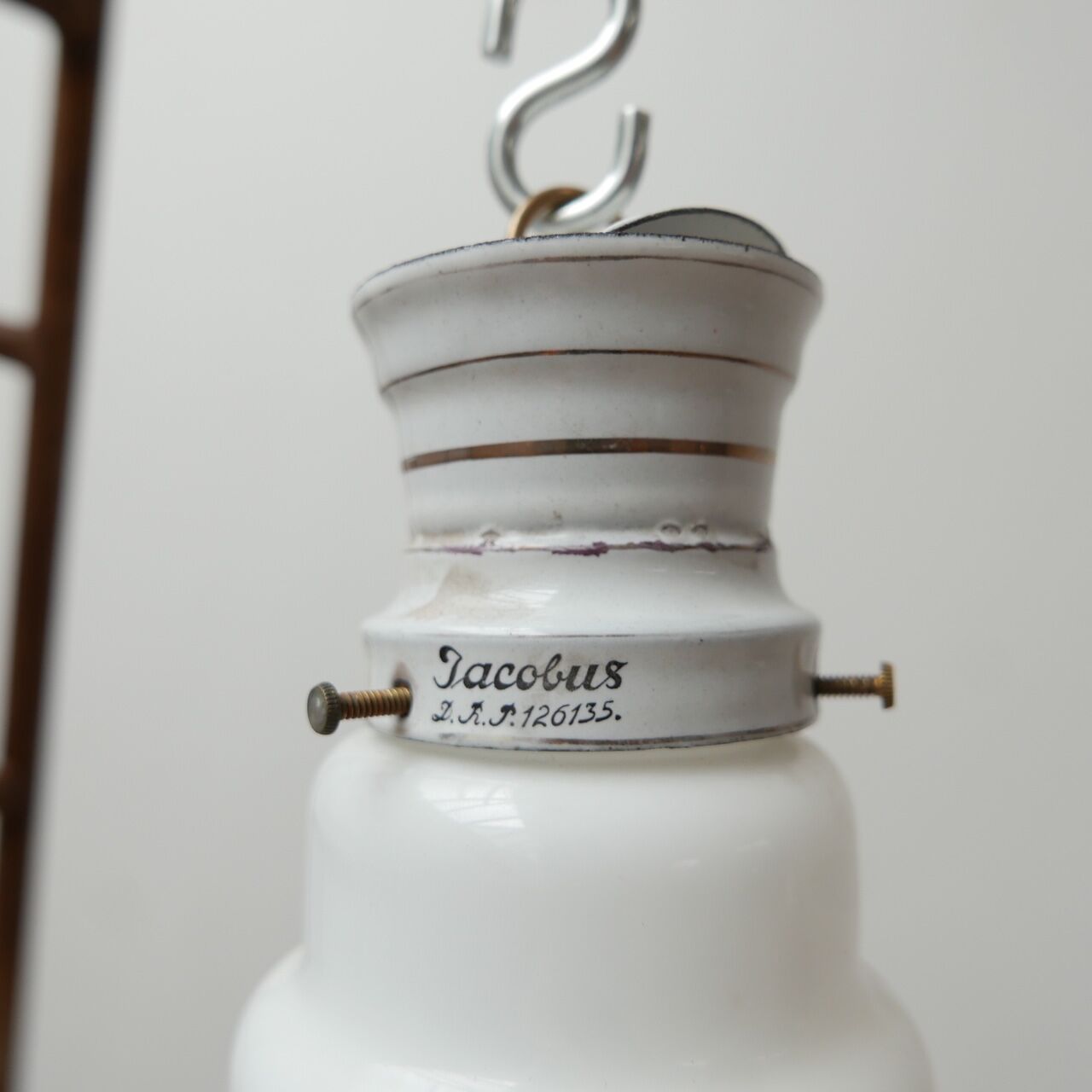 Antique stepped opaline glass pendant light