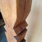 Brutalist ethnic sculpture / Totem, solid wood on base