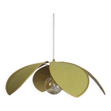 Flower suspension metal structure 6 petals in olive green linen